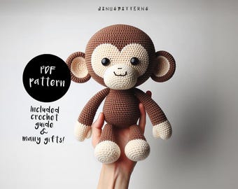 Crochet Pattern Monkey Amigurumi Doll, Crochet Doll Pattern, Crochet Pokemon Pattern, DIY Miyazaki Crochet PDF Ebook Handmade Pattern