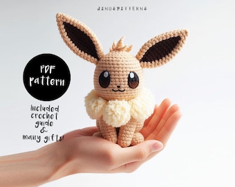 Crochet Pattern Eevee Amigurumi Doll, Crochet Doll Pattern, Crochet Pokemon Pattern, DIY Animal Crochet PDF Ebook Handmade Pattern