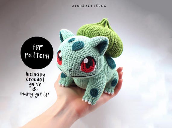 Crochet Pattern Bulbasaur Amigurumi Doll, Crochet Doll Pattern, Crochet Pokemon Pattern, DIY Animal Crochet PDF Ebook Handmade Pattern