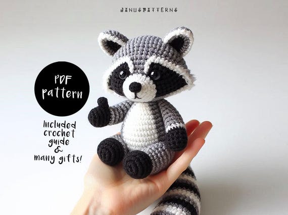 Crochet Pattern Raccoon Amigurumi Doll, Crochet Doll Pattern, Crochet Pokemon Pattern, DIY Miyazaki Crochet PDF Ebook Handmade Pattern