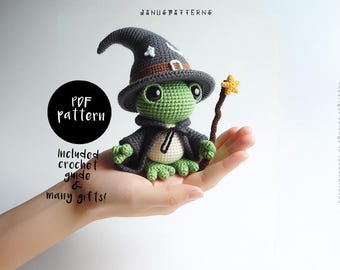 Crochet Pattern Frog Amigurumi Doll, Crochet Doll Pattern, Crochet Frog Pattern, DIY Wizard Crochet PDF Ebook Handmade Pattern