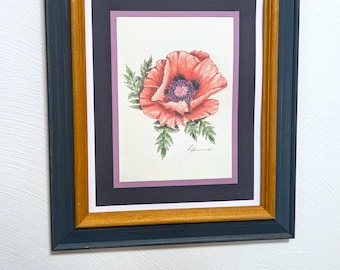 A 'Red Poppy' Flower Print with Matching Border, Frame Not Included