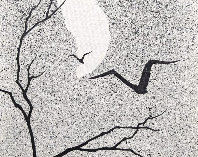 The acrylic painting on canvas captures the essence of a gloomy night