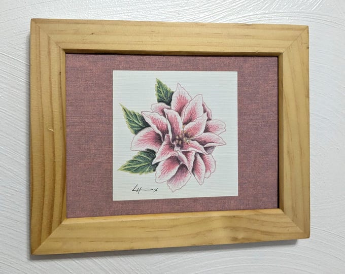 A 'Camellia' Flower Print with Matching Border, Frame not Included