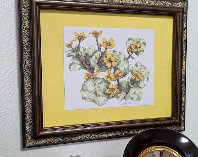 A 'Marsh Marygold' Grouping Print with Matching Border Frame Not Included