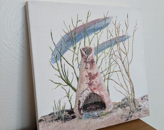The serene teepee scene painting beautifully captures a peaceful and tranquil scene.