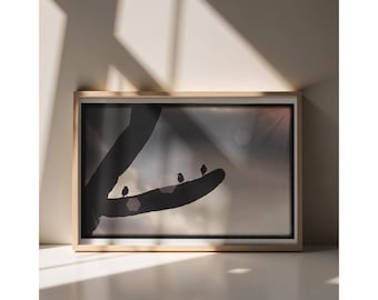 Birds on a Cactus is an art print featuring a unique and whimsical scene of birds perched on a cactus