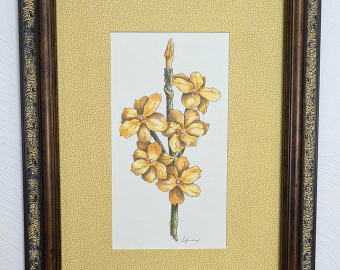 Yellow Jasmine Color Pencil Print with Matching Border Unframed
