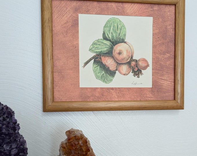 A 'Mother of Pearl' Plant Print, The Matt is Printed onto the Print, Frame is not Included