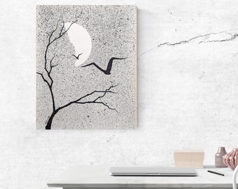 The acrylic painting on canvas captures the essence of a gloomy night