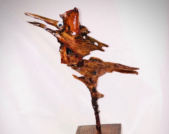 Beep Beep Road Runner - abstract wood sculpture