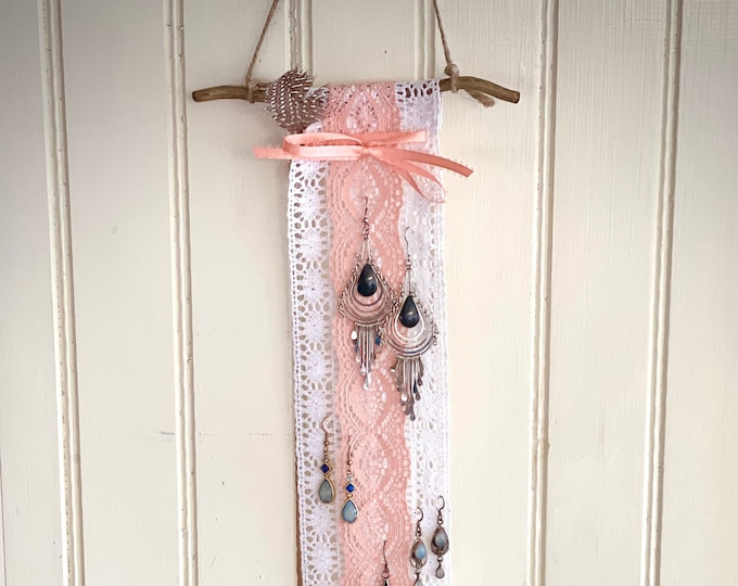 Hanging lace earring holder, earring display, jewelry display