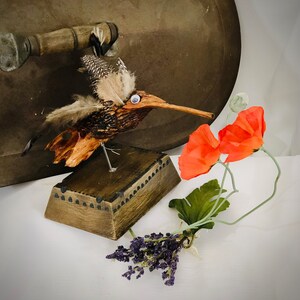 Cute Little Hummingbird - abstract wood sculpture