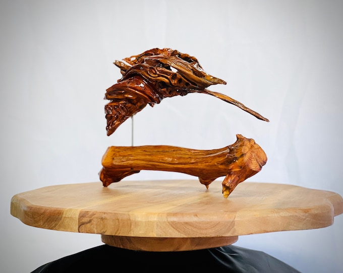 Dancing Dolphin - abstract wood sculpture