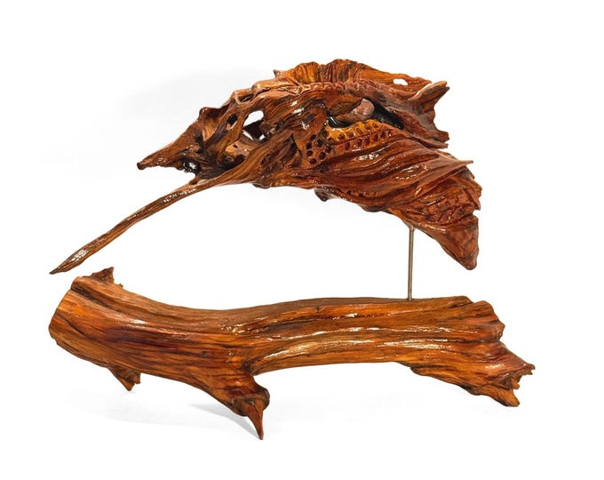 Dancing Dolphin - abstract wood sculpture