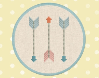 Arrows Cross Stitch Pattern. Hipster Arrow Cross Stitch, PDF Modern Simple Cute Cross Stitch Pattern, Instant Download