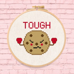 TOUGH Cookie. Modern Simple Cute Counted Cross Stitch PDF Pattern Instant Download image 2
