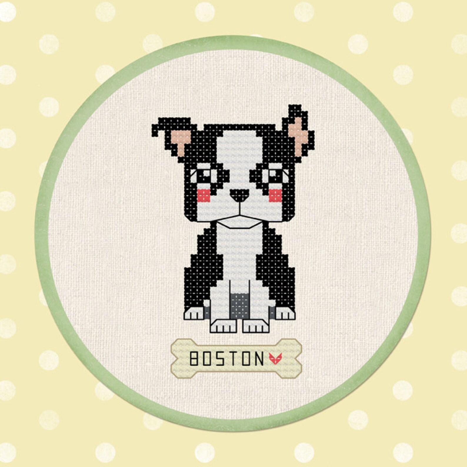 Cute Boston Terrier Cross Stitch Pattern. Modern Simple Cute Etsy