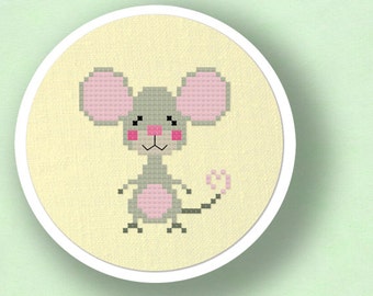 Cute Mouse. Modern Simple Cute Counted Cross Stitch PDF Pattern. Instant Download