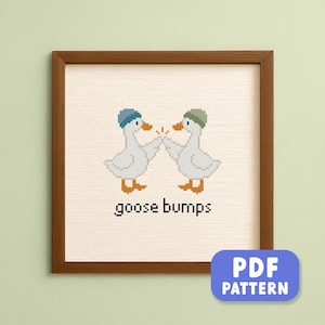 Geese Fist Bump Cross Stitch Pattern: Funny Beginner Embroidery (PDF Download)