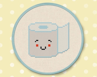 Toilet Paper Cross Stitch Pattern. Modern Simple Cute Bathroom Decor Cross Stitch PDF Pattern. Instant Download