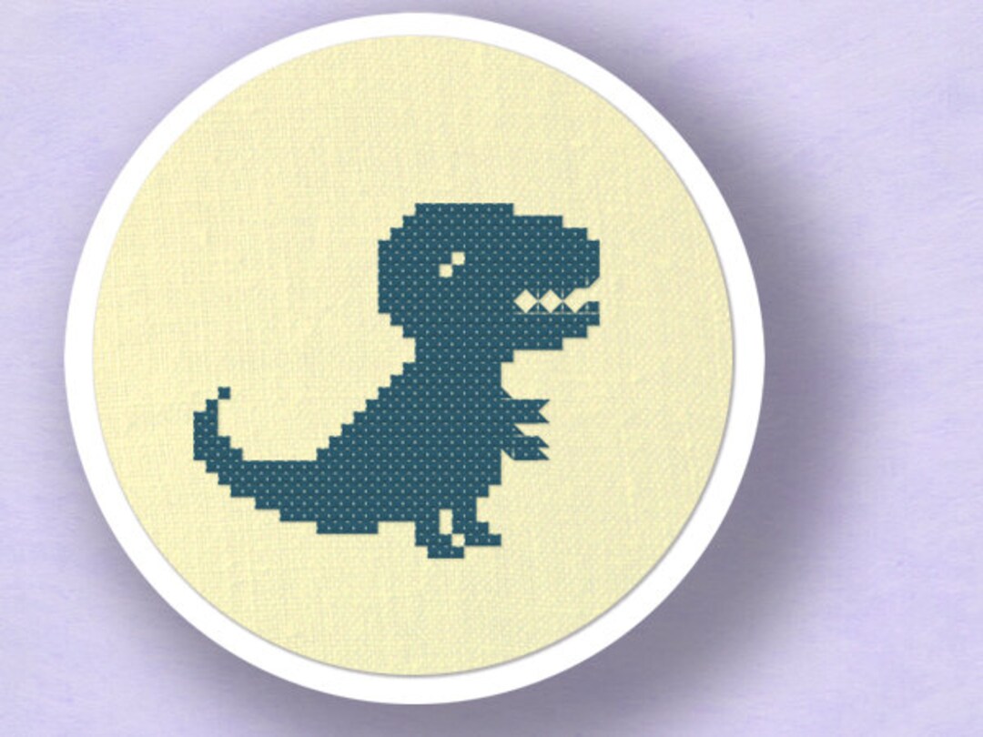 Cute Dinosaur Cross Stitch Pattern Trex Modern Simple Cute Etsy