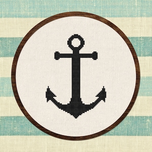 Anchor Cross Stitch Pattern, Nautical Cross Stitch Pattern, Modern Simple Counted Cross Stitch PDF Pattern. Digital Instant Download image 1