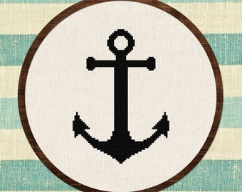 Anchor Cross Stitch Pattern, Nautical Cross Stitch Pattern, Modern Simple Counted Cross Stitch PDF Pattern. Digital Instant Download