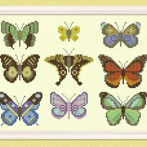 The Butterfly Collector Cross Stitch Pattern Large Modern Simple Pretty Cross Stitch Pattern. PDF Instant Download image 1