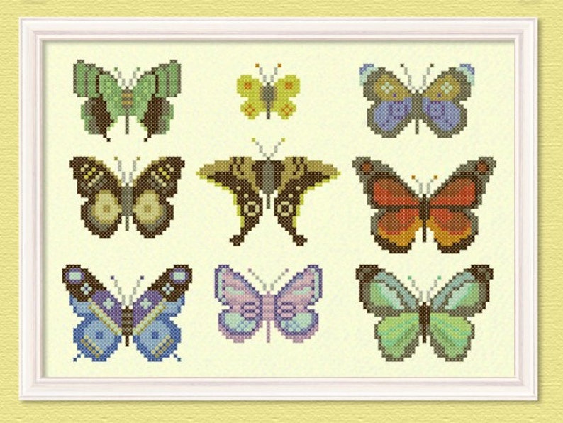 The Butterfly Collector Cross Stitch Pattern Large Modern Simple Pretty Cross Stitch Pattern. PDF Instant Download image 1
