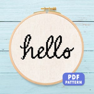 Schreibschrift Hallo Kreuzstichmuster: Einfache Schrift Hello (PDF Download)