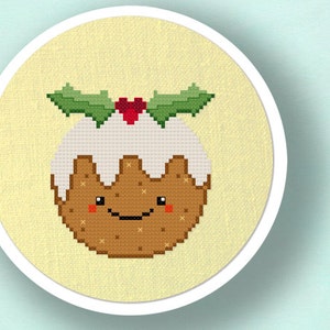 Christmas Pudding. Happy Dessert Holiday Modern Simple Cute Cross Stitch PDF Pattern. Instant Download image 3