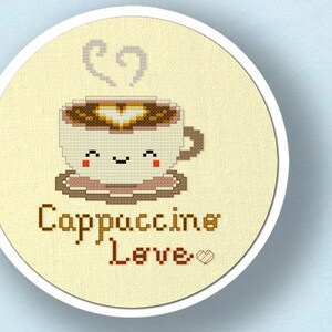 Cute Cappuccino Love Cross Stitch Pattern. Modern Simple Cute Counted Cross Stitch Pattern PDF File. Instant Download image 3