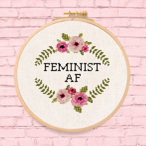 Feminist AF Flower Wreath Cross Stitch Pattern (PDF Download) image 3
