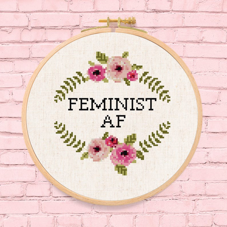 Feminist AF Flower Wreath Cross Stitch Pattern (PDF Download) image 3