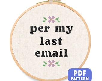 Per My Last Email Kreuzstich-Muster: Freche Büro Deko (PDF Download)