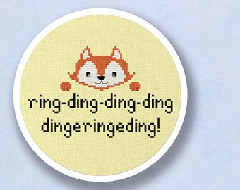 Ring Ding Ding Fox Cross Stitch Pattern, Modern Simple Cute Counted Cross Stitch Pattern PDF File. Instant Download