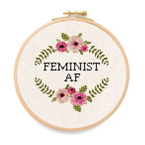 Feminist AF Flower Wreath Cross Stitch Pattern (PDF Download) image 4