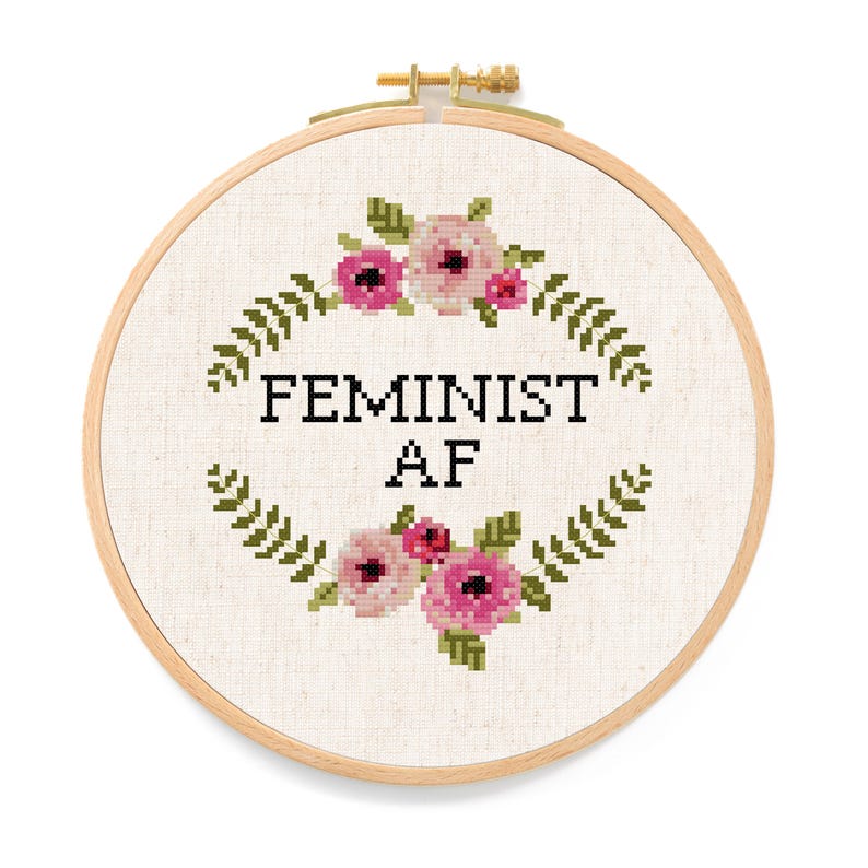 Feminist AF Flower Wreath Cross Stitch Pattern (PDF Download) image 4