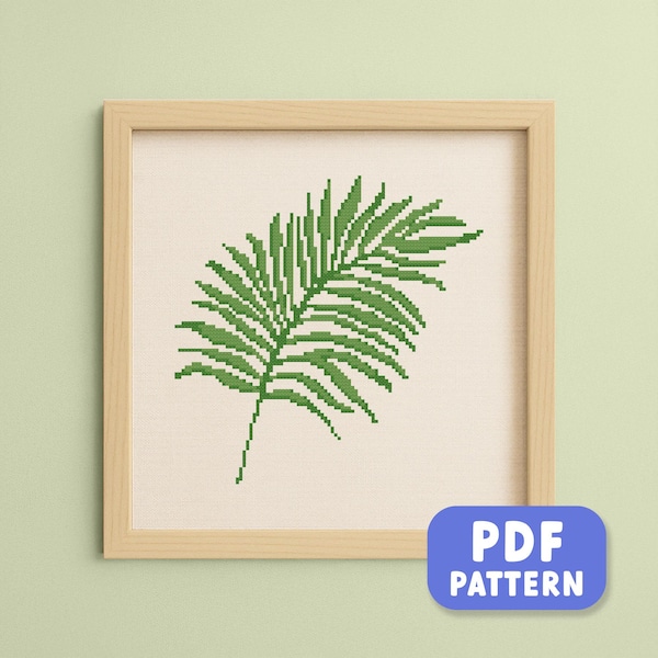Kruissteekpatroon palmblad: tropisch groen (pdf-download)