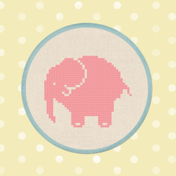 Cute Elephant. Modern Simple Cute Nursery Cross Stitch PDF Pattern Instant Download