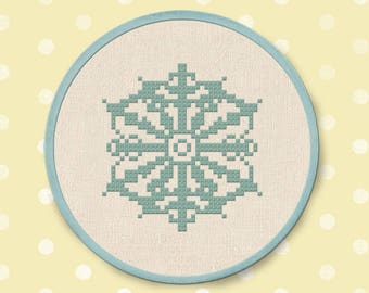 Intricate Snowflake Cross Stitch Pattern. Christmas Winter Holiday Modern Simple Cute Counted Cross Stitch PDF Pattern. Instant Download