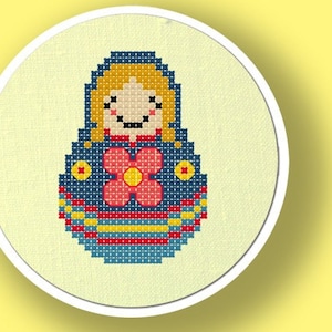 Matryoshka II. Russian Doll Cross Stitch PDF Pattern image 1