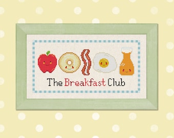 The Breakfast Club Cross Stitch Pattern. Cute Morning Foods, Modern Simple Cute Counted Cross Stitch Pattern. PDF File. Instant Download
