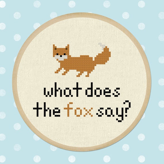 What Does The Fox Say Cross Stitch Pattern. Fox Modern Simple Cute.