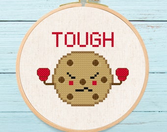 TOUGH Cookie. Modern Simple Cute Counted Cross Stitch PDF Pattern Instant Download