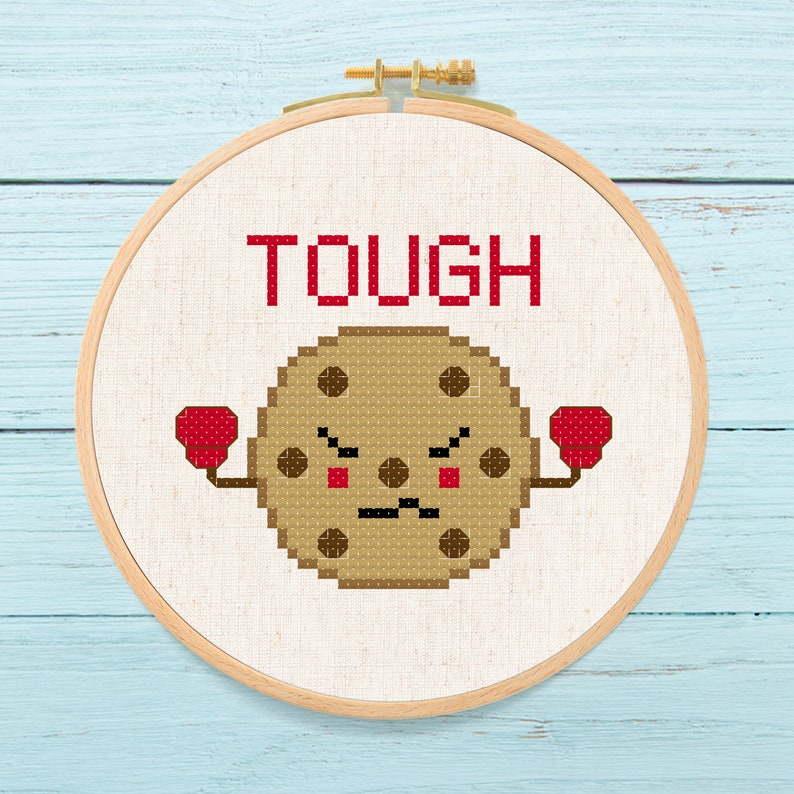 TOUGH Cookie. Modern Simple Cute Counted Cross Stitch PDF Pattern Instant Download image 1