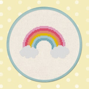 Cute Pastel Rainbow Cross Stitch Pattern. Modern Simple Colorful Cute Counted Cross Stitch PDF Pattern Instant Download