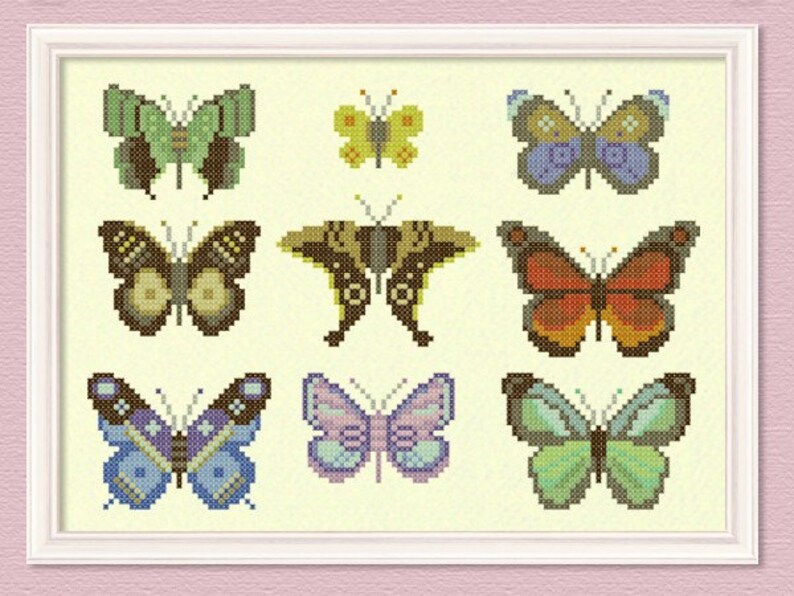 The Butterfly Collector Cross Stitch Pattern Large Modern Simple Pretty Cross Stitch Pattern. PDF Instant Download image 2