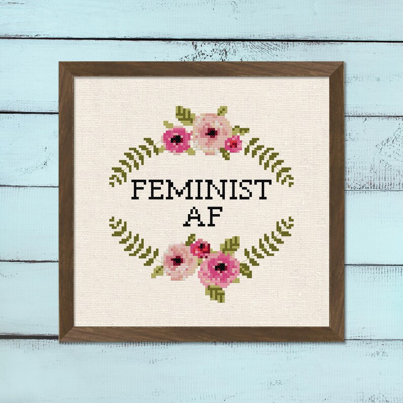 Feminist AF Cross Stitch Pattern Feminism Empowering Women Etsy